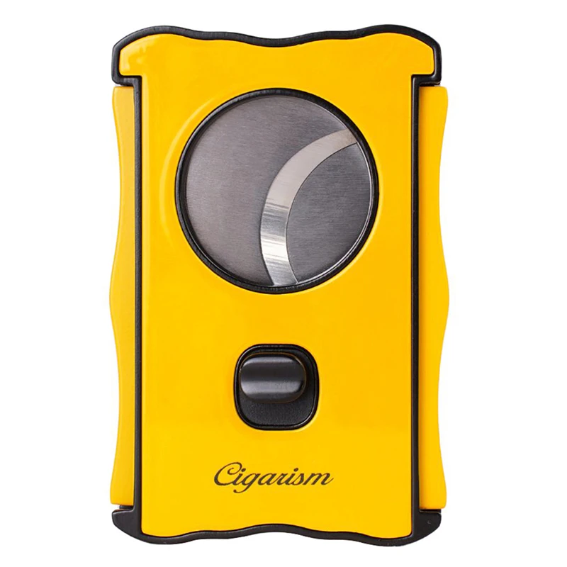 CIGARISM黄色亮光漆经典断头台双刃大环径雪茄剪刀雪茄平剪带礼盒