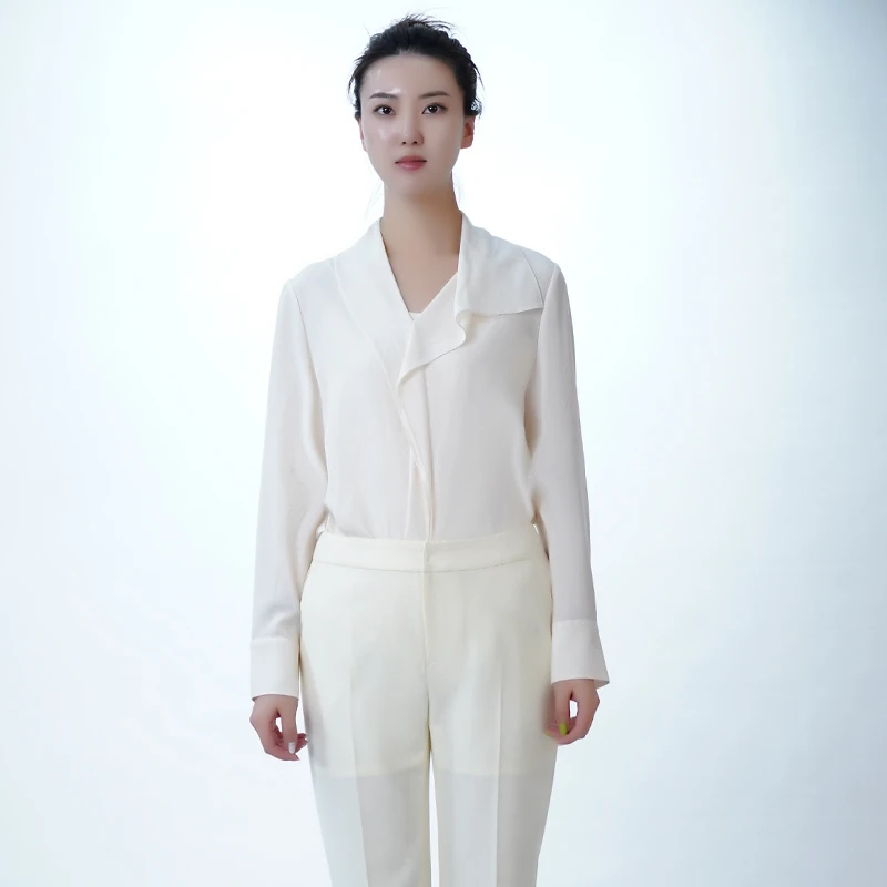 【粉丝专享】MH1C116【麦克斯菲瑞】女士休闲时尚白色长袖气质衬衫
