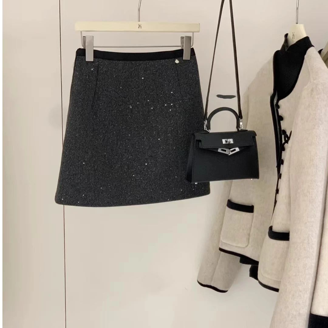 【冬日繁星】韩系高级感精致闪闪A字显瘦包臀半身裙 68059