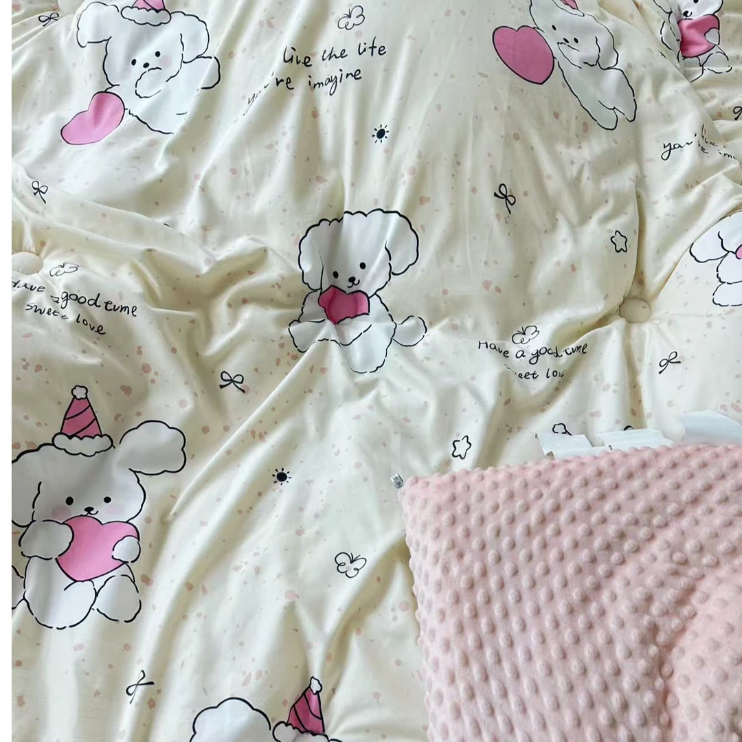 粉色小狗被冬被双人高端保暖加厚加绒