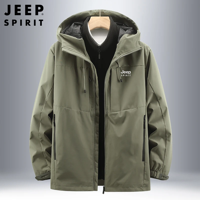 JEEP SPIRIT防风防水冲锋夹克外套男士秋冬新款加厚三合一两件套