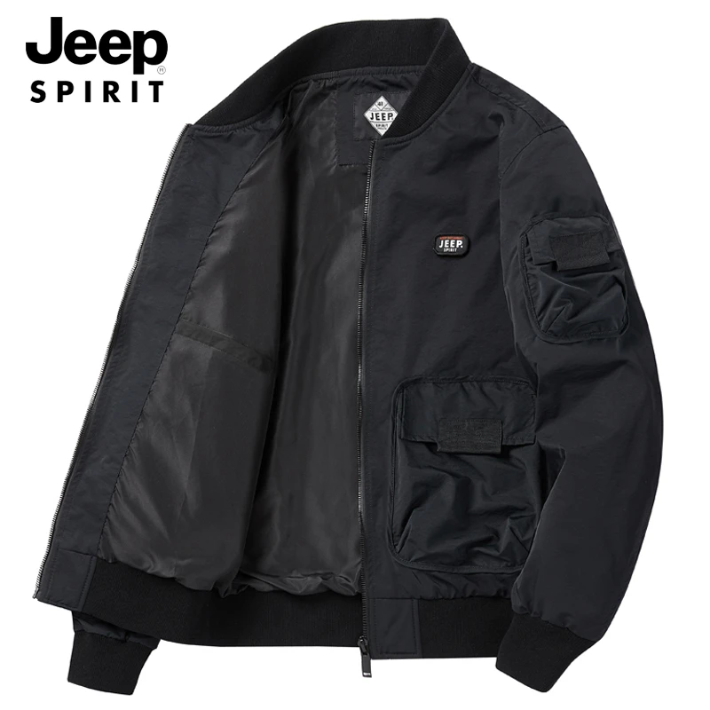 JEEP SPIRIT春秋季飞行员夹克男士宽松多口袋工装外套运动棒球服