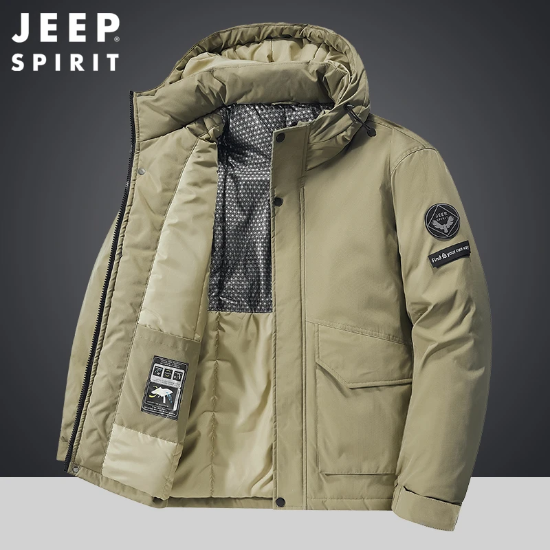 JEEP SPIRIT冬季运动棉服男士休闲工装外套宽松加厚保暖连帽棉衣