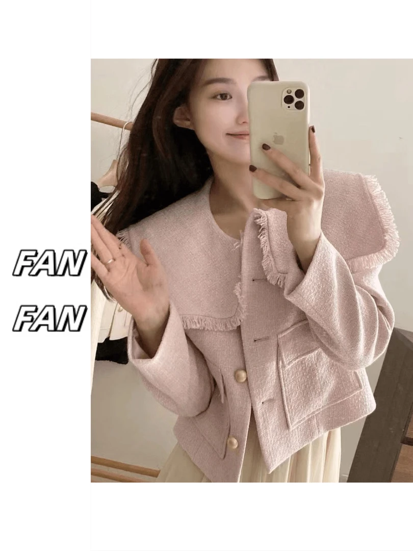 饭饭家 2024秋季新款小香风大翻领短时尚短款外套