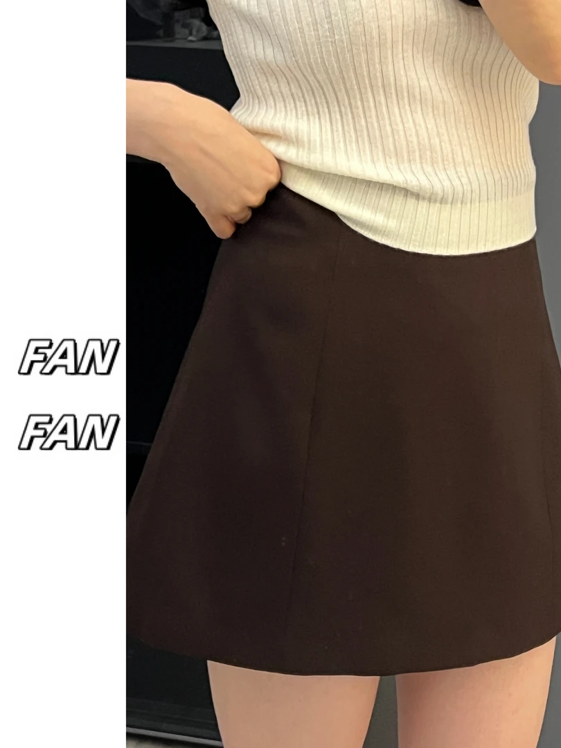 FANFAN 3色2024新款高腰A字裙短裙显瘦包臀裙裙子半身裙