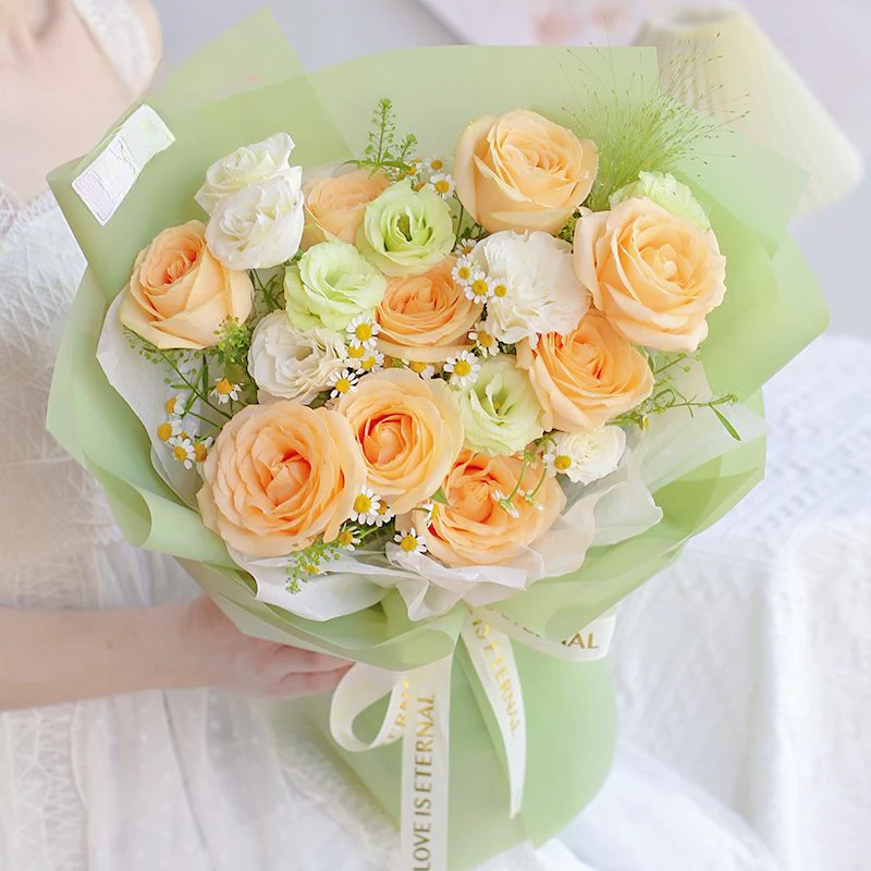 【终有归途】9朵香槟玫瑰花鲜花束送朋友生日鲜花同城配送礼物花束团购生日礼物花店同城送花配送送花