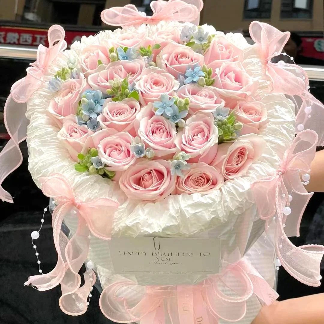 【爱意不减】15朵粉玫瑰小香风鲜花同城礼物送爱人女友芭蕾风网红花束小时达鲜花团购同城送花