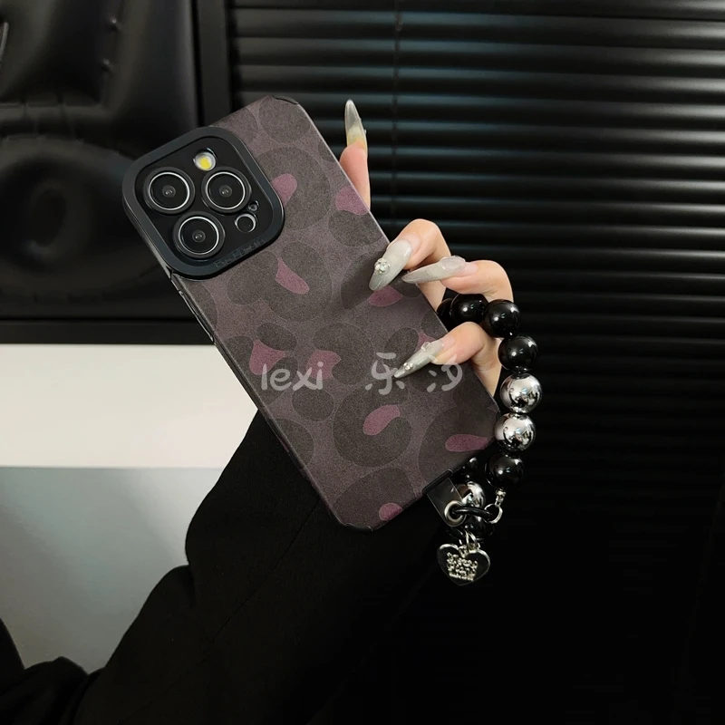 适用苹果15promax手机壳新款16pro套iphone14皮质13p粉豹纹12pm女