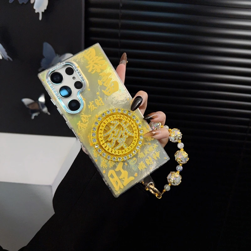 适用三星s24ultra手机壳新款galaxy套s24锡纸纹渐变晕染發转盘女+