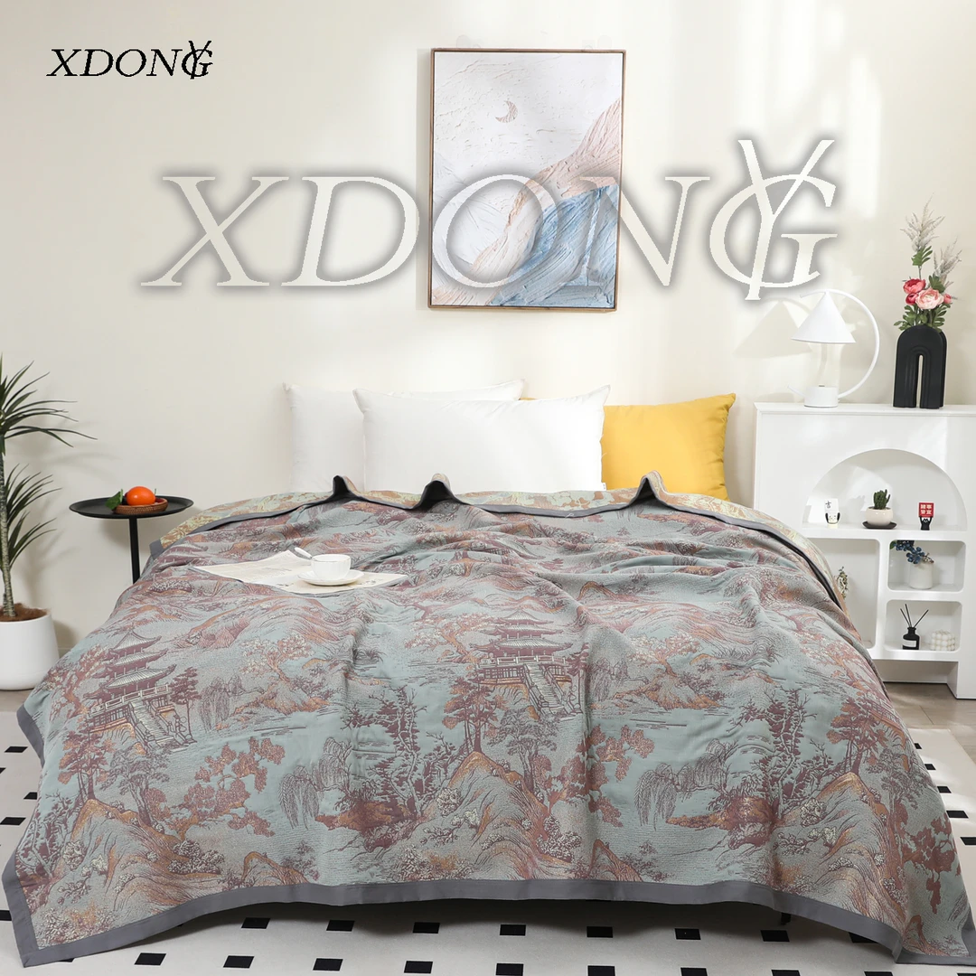 XDONGY（冬云家纺）230*250高奢金离子 山野听雨 绿色 四季毯床盖