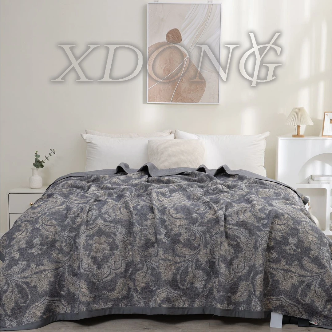 XDONGY（冬云家纺）230*250织金宋锦 蚕 丝 罗马古城灰色 超柔毯