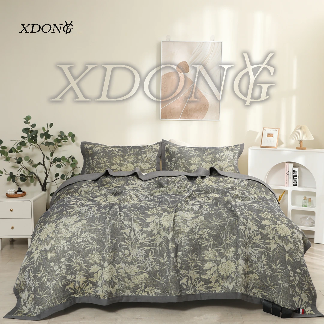 XDONGY（冬云家纺）200*230高奢蚕 丝金离子欧洛灰色三件套四季毯