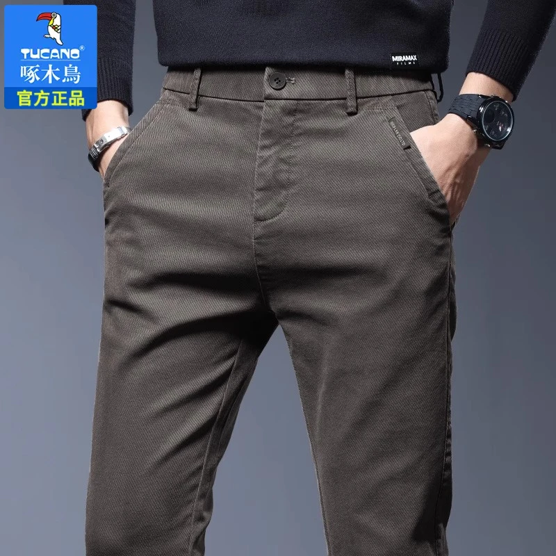 啄木鸟弹力高端商务直筒休闲裤男士潮流中年爸爸2026春秋新款西裤