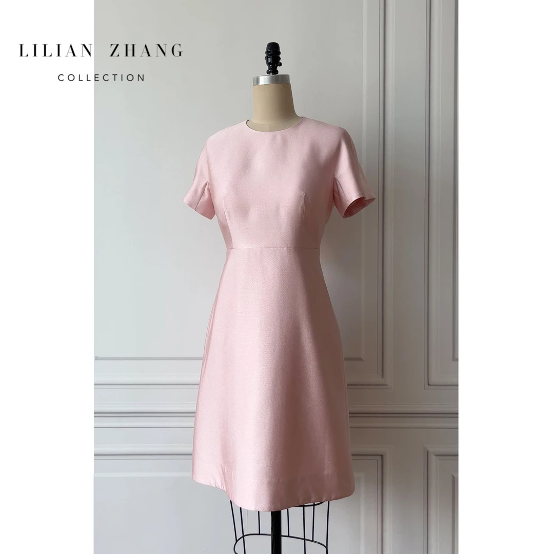 C—定制—轻礼服——Lady挚爱、法式圆领A摆连衣裙女装连衣裙 2301059
