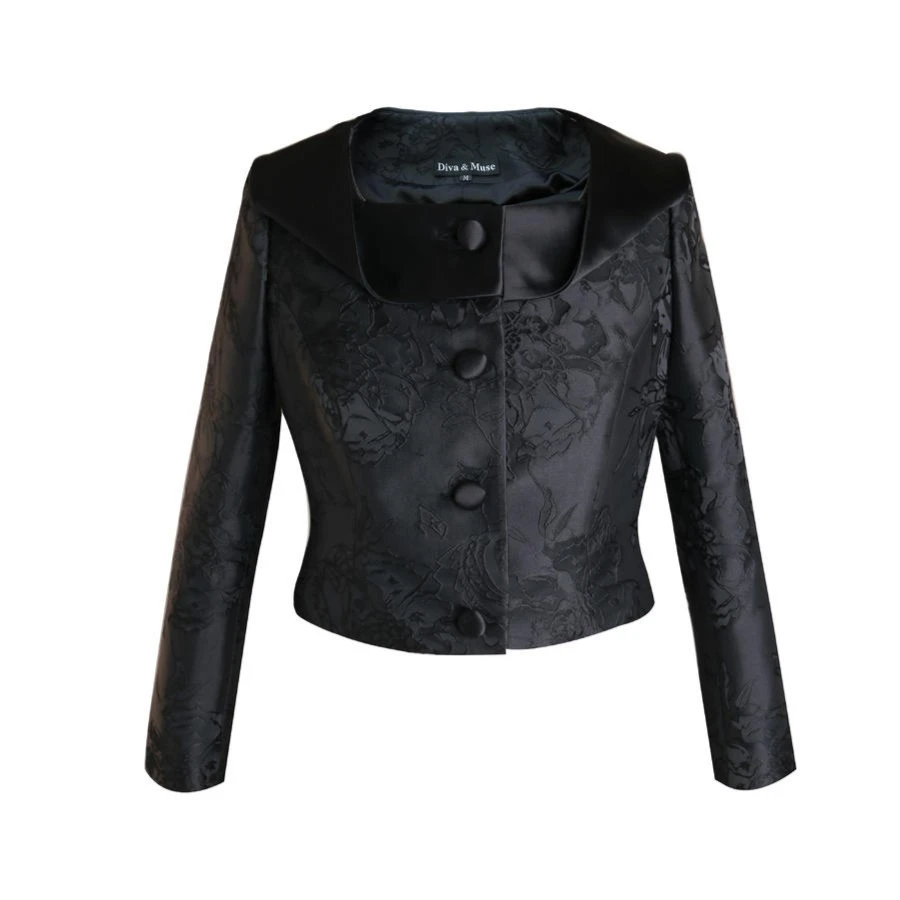 定制—秋冬轻礼服—精致典雅提花缎领轻奢复古短款小外套  1805017