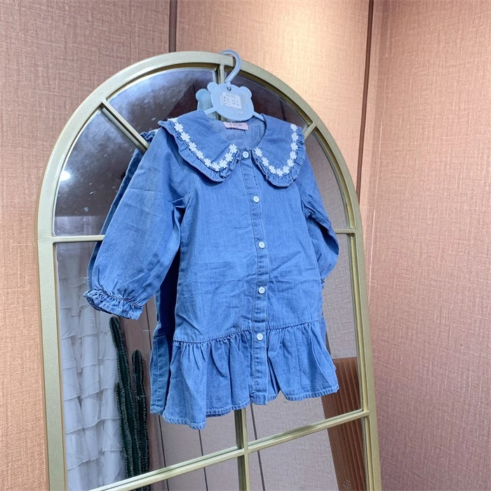 EL057   宝宝蓝色长袖连衣裙