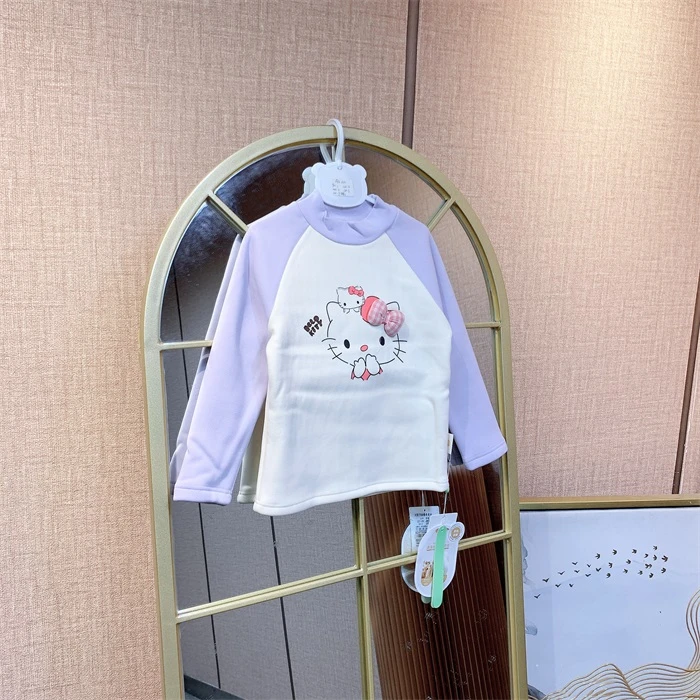 AU132   宝宝紫色拼接厚打底衫