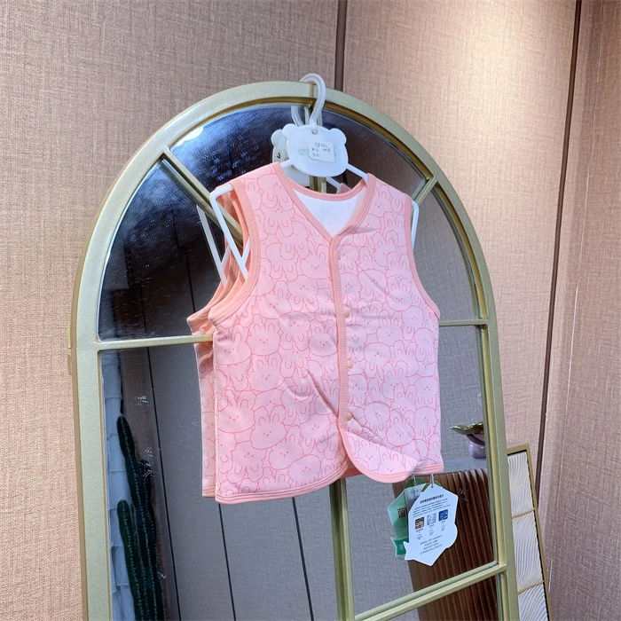 ED362     宝宝粉色夹棉马甲