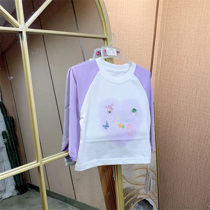 EF713  宝宝紫色拼接T恤 秋冬