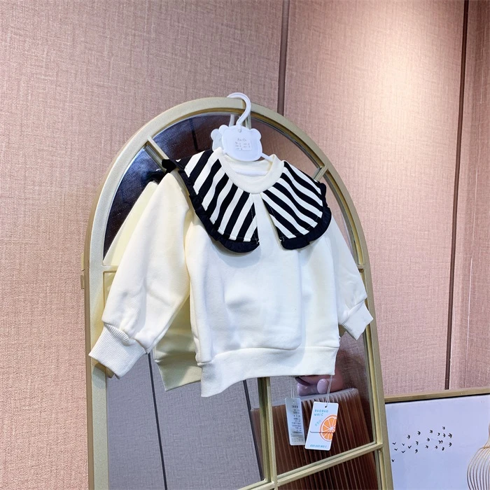 AU072    宝宝米杏色加绒圆领卫衣