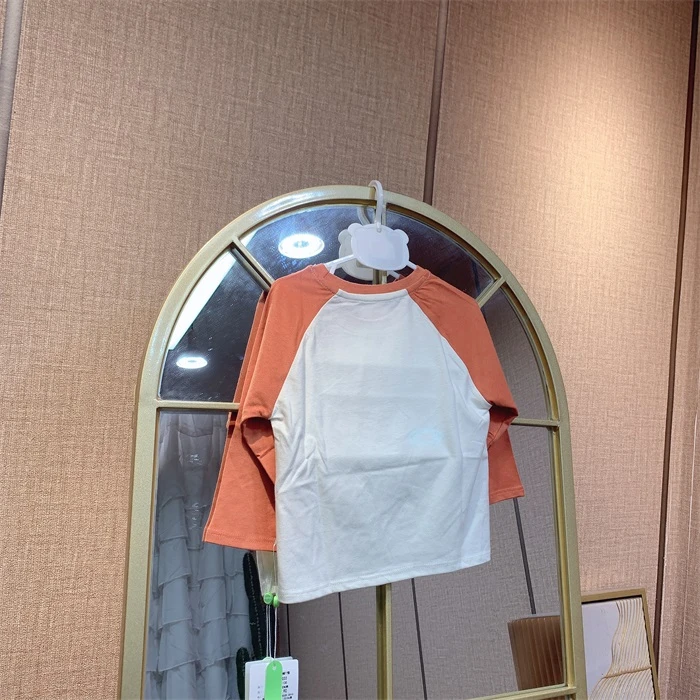 EE690    宝宝桔色拼接T恤 秋冬