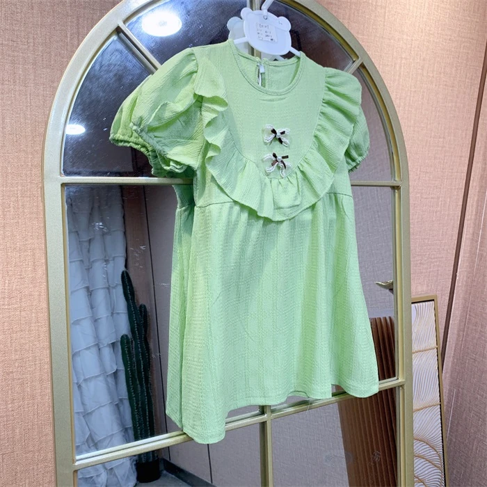 EH217    宝宝绿色短袖连衣裙 夏季女童