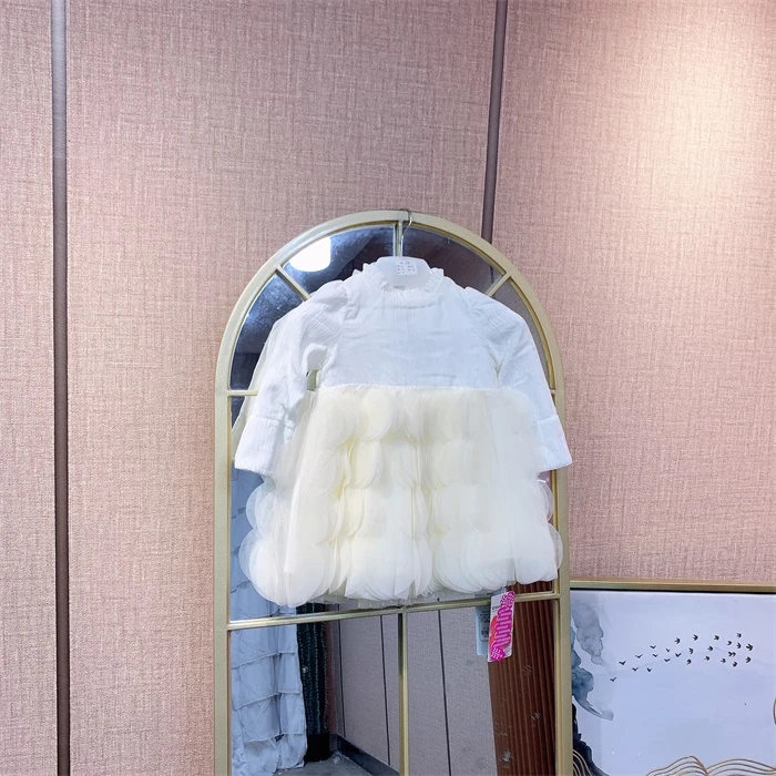 M1561   宝宝米色长袖加绒连衣裙