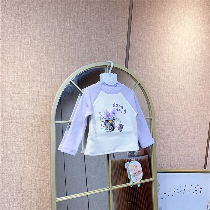 AU133  宝宝紫色拼接厚打底衫