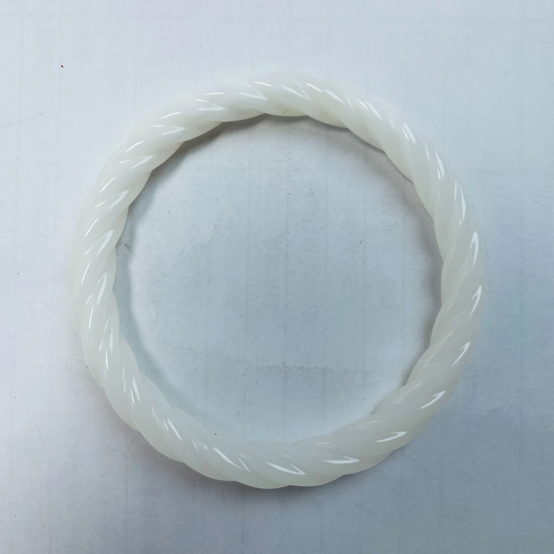 非金属仿珍珠手镯 天然大白贝壳麻花手镯无虫无裂玉化女款白色