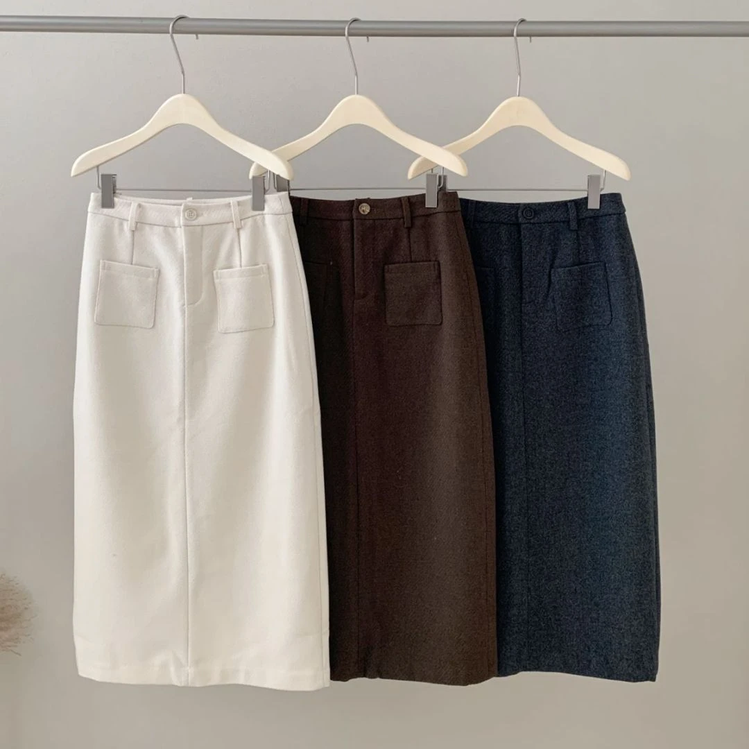 【素简.352】秋冬新款正面双口袋宝藏上新百搭时尚裙