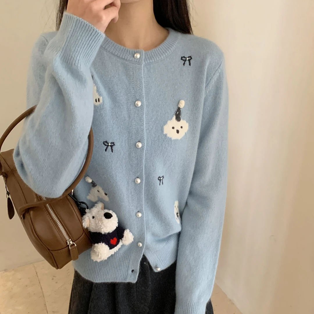 【素简.820115】秋冬帽子小狗红人上新绵羊毛针织衫