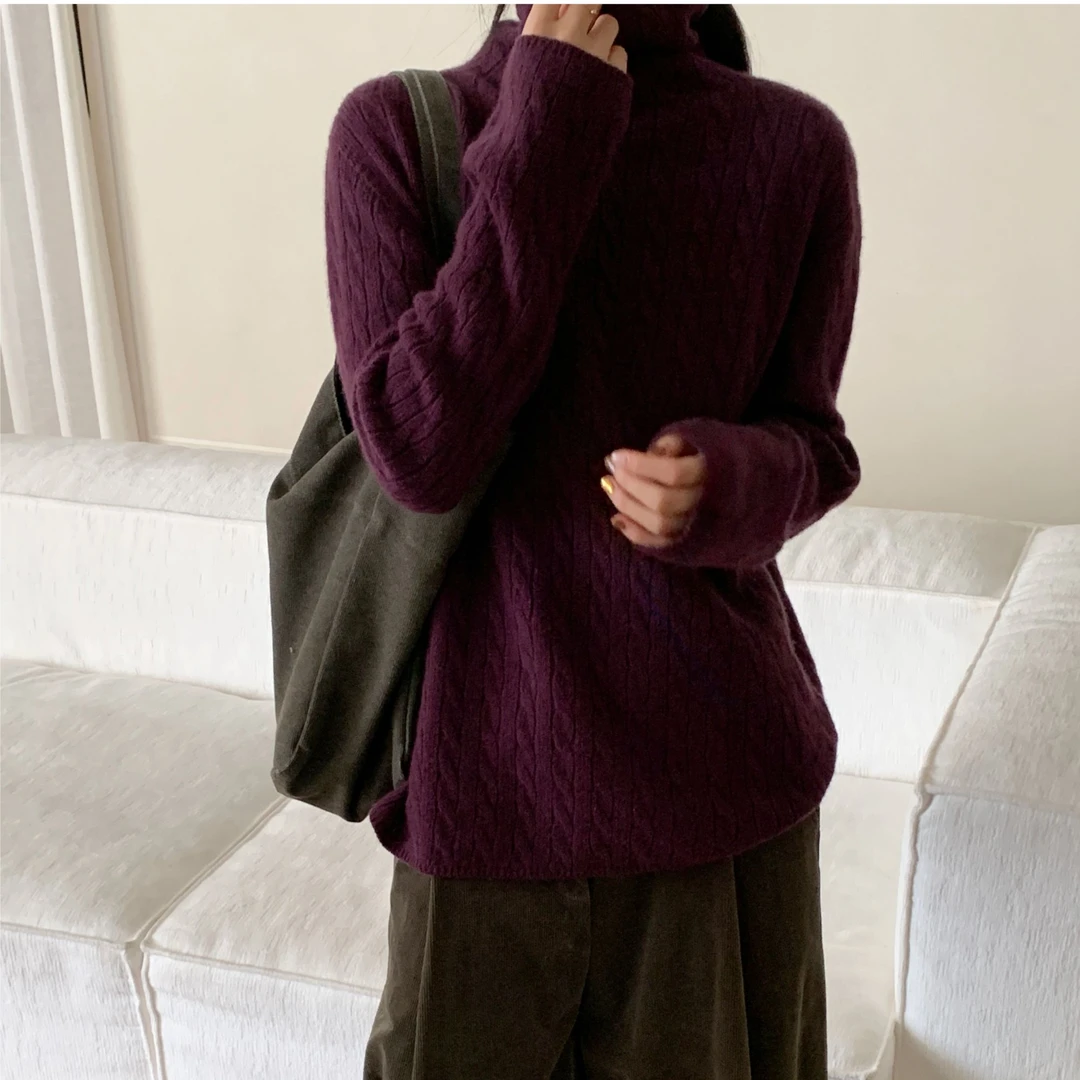 【素简.800191】秋冬绵羊毛羊绒时尚麻花高领宝藏上新羊毛衫