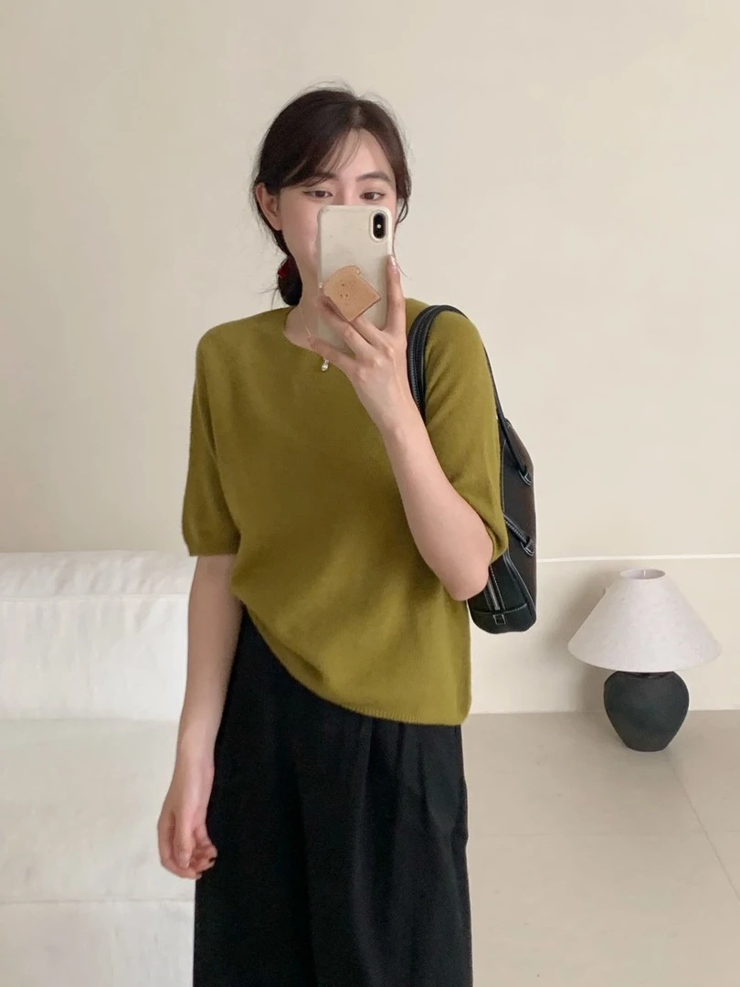 【素简.650135】秋冬新款100绵羊毛显瘦摒金豆百搭纯色毛衣