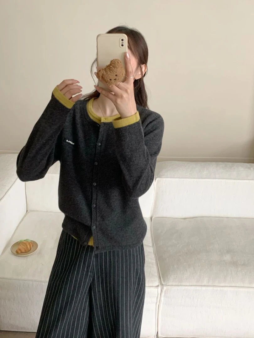 【素简.660139】秋冬新款100绵羊毛撞色两件套红人上新羊毛衫