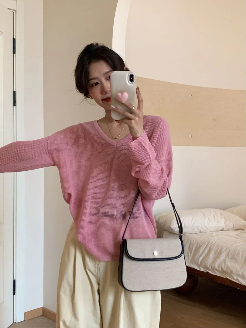 【素简.610135】30羊毛混纺显瘦百搭领上带子韩版时尚羊毛衫