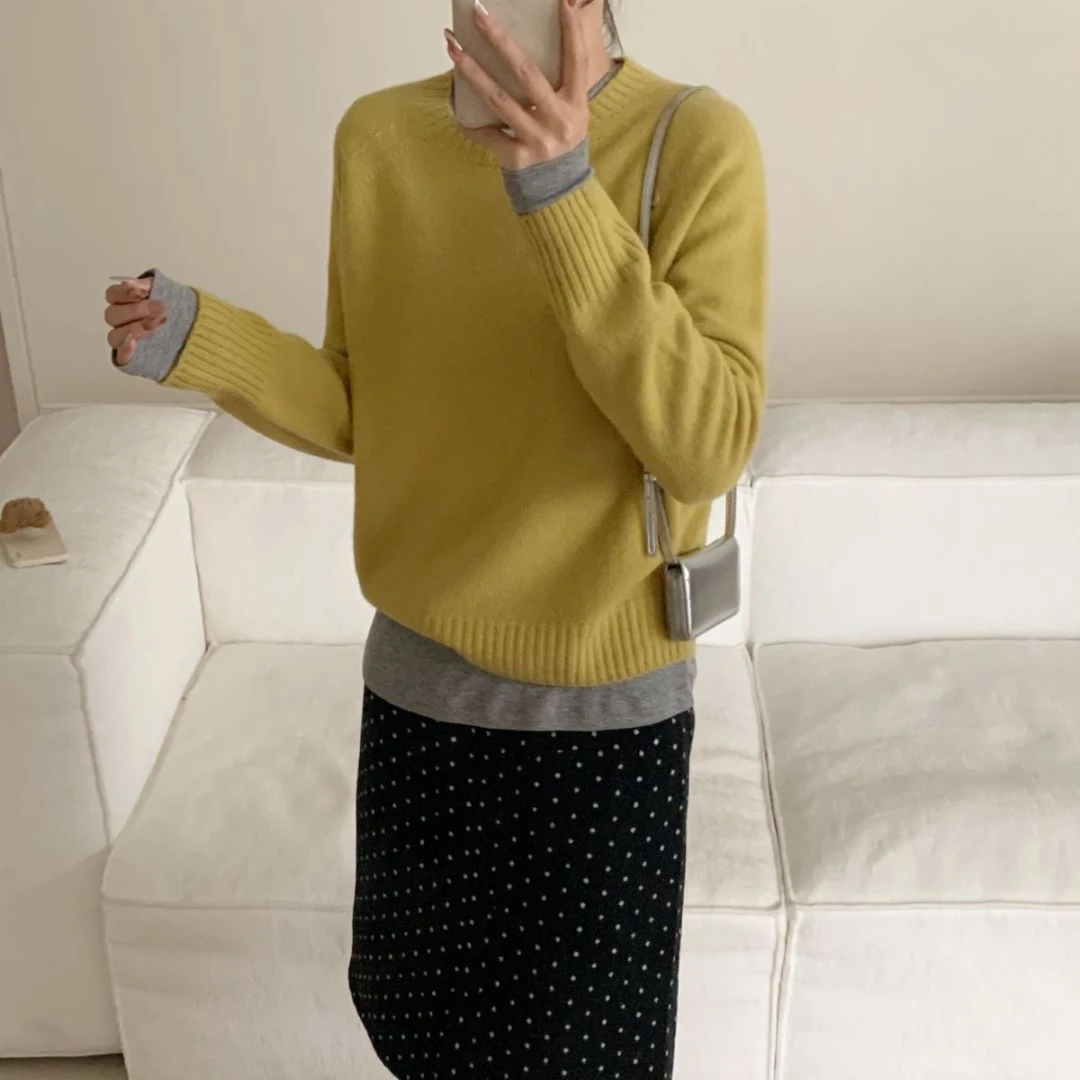 【素简.660135】秋冬新款100绵羊毛无缝侧面小五金羊毛衫