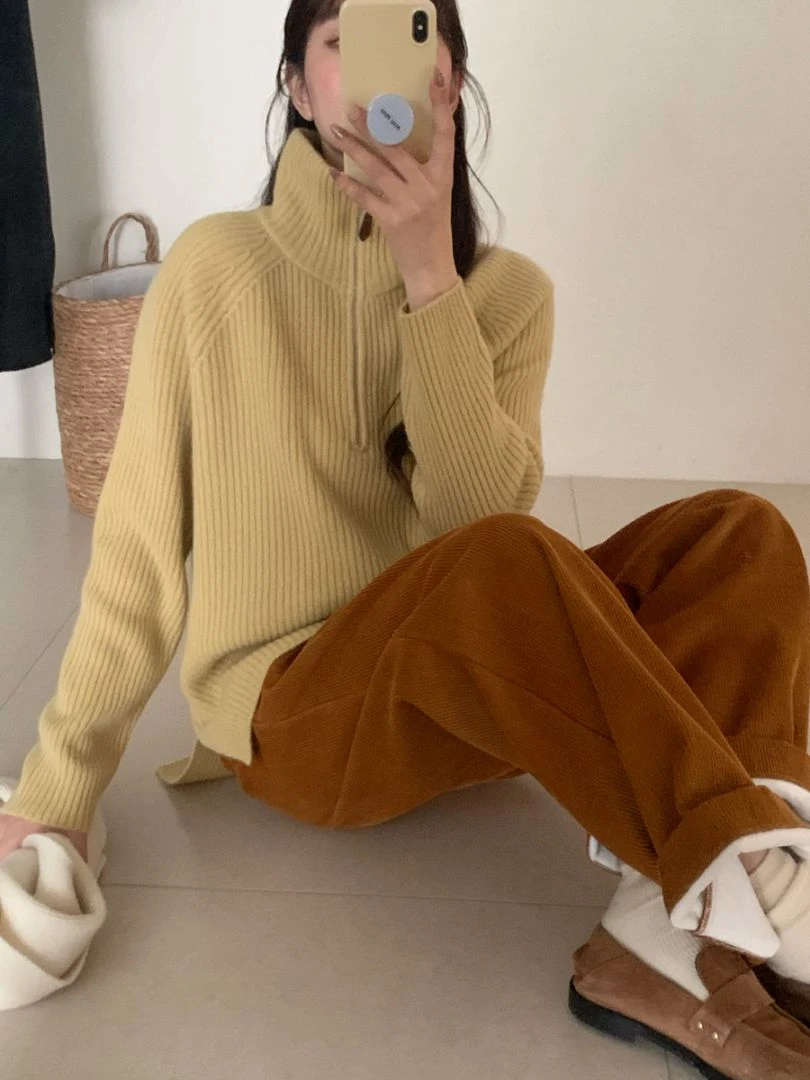 【素简.660188】秋冬季100绵羊毛拉链式立领宝藏上新羊毛衫