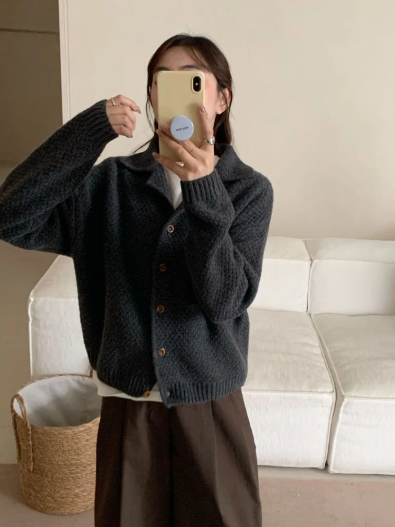 【素简.810172】秋冬新款100绵羊毛娃娃领外套宝藏上新羊毛衫