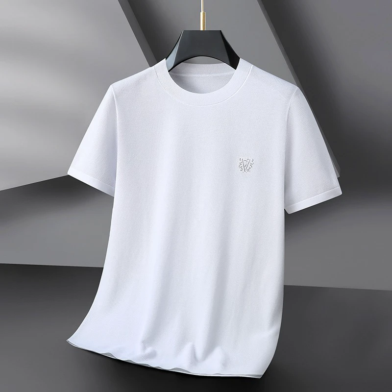 大码男士夏季加肥加大码圆领t恤衫宽松薄款纯棉百搭胖子短袖T恤男