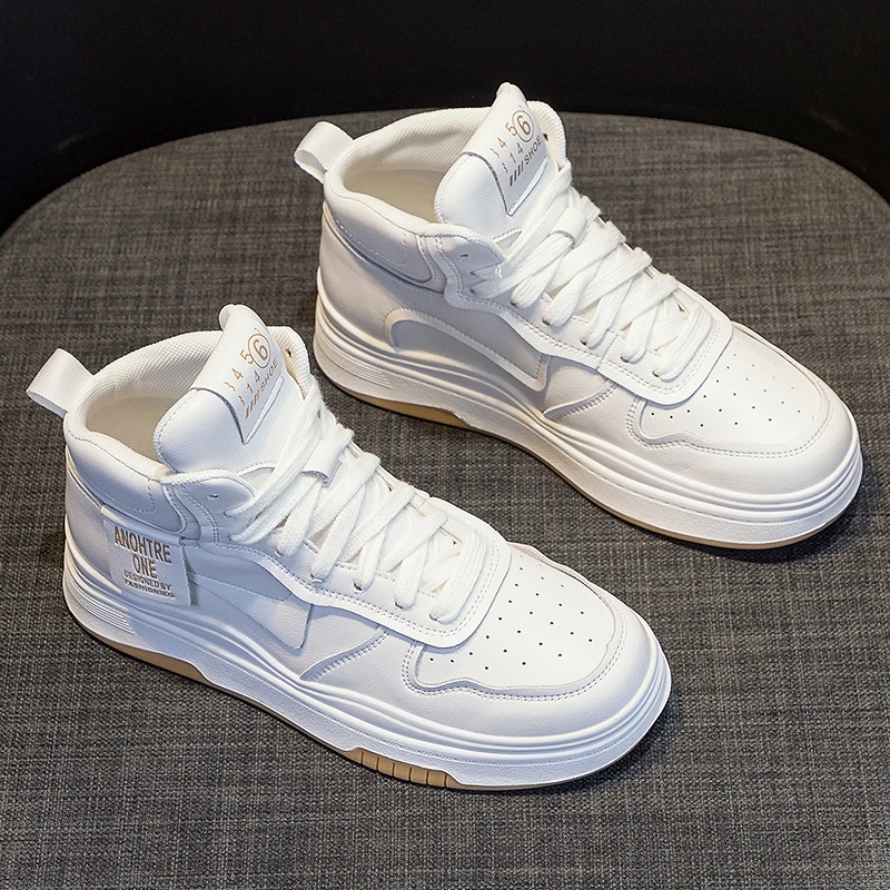 厚底真皮高帮鞋女2025秋冬新款加绒加厚小白鞋超火韩版运动休闲鞋