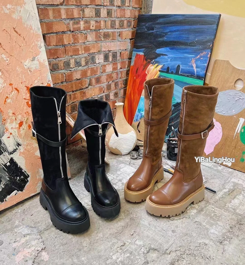 YBLH【朋克瘦腿百搭加绒骑士靴】8199