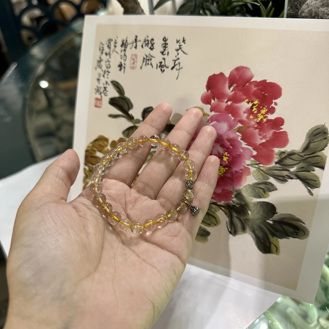 天然水晶金发晶手串