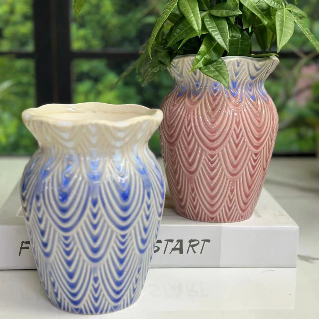 多肉花盆外口径10.5高14.5高温粗陶陶瓷花盆