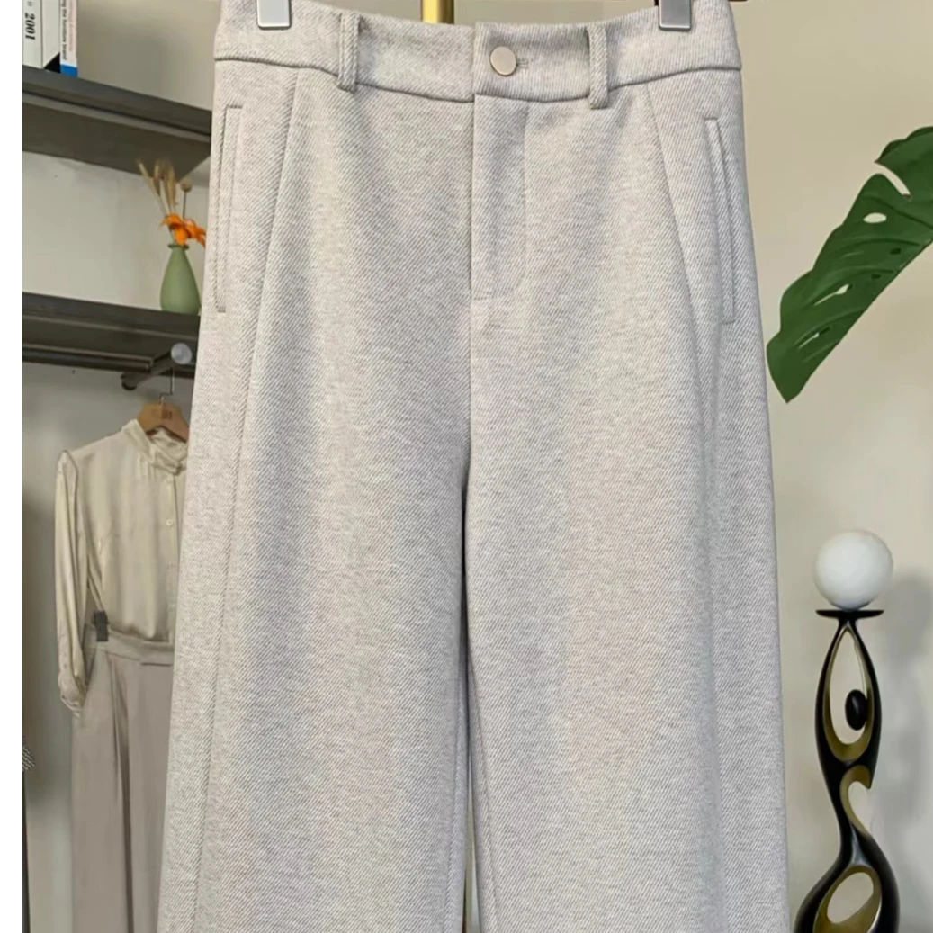 窄版直筒女秋冬季2025新款垂感高级感羊毛阔腿毛呢裤48110