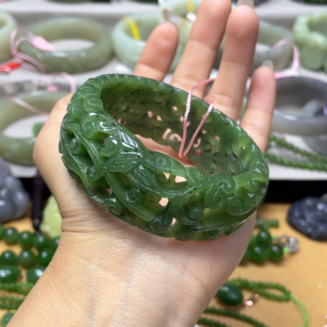 和田玉手镯58+圈口 编号97未镶嵌