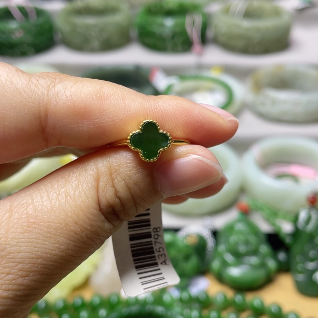 和田玉戒指银S925镶嵌