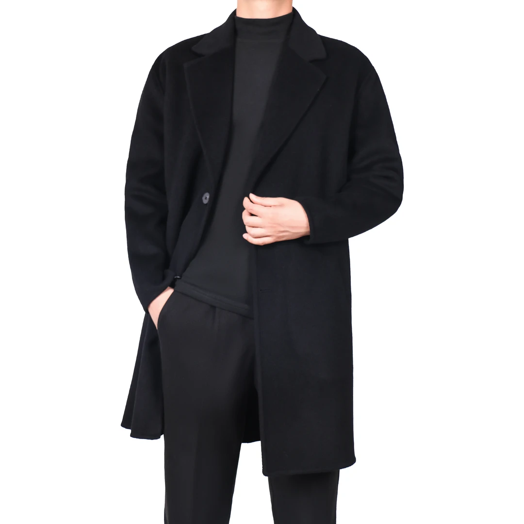 烁高5904-1羊毛净色短款夹克男士秋冬休闲商务时尚翻百搭双面外套