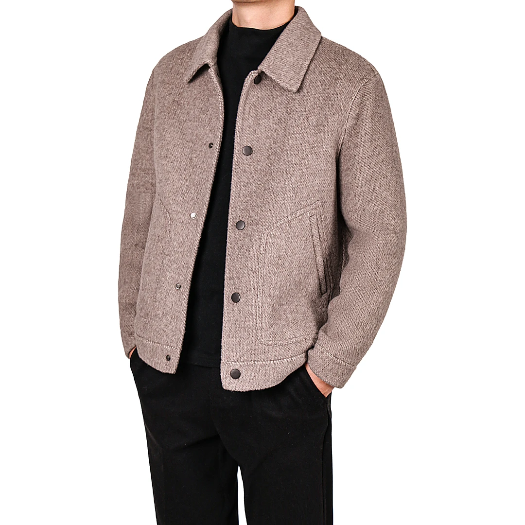 烁高5922#羊毛短款夹克秋冬休闲商务时尚百搭净色外套男士双面