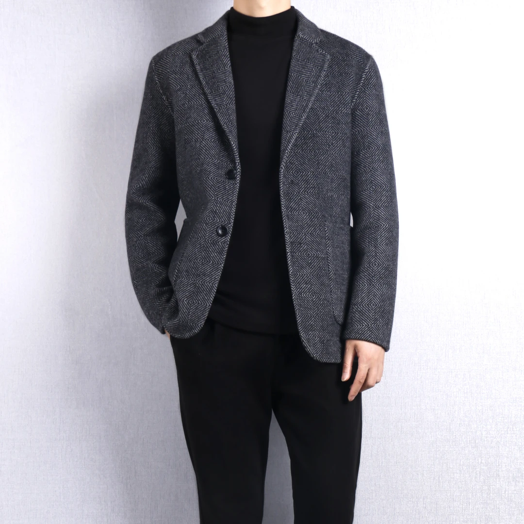 0018-1双面100羊毛西服休闲秋冬时尚百搭休闲潮流男士外套