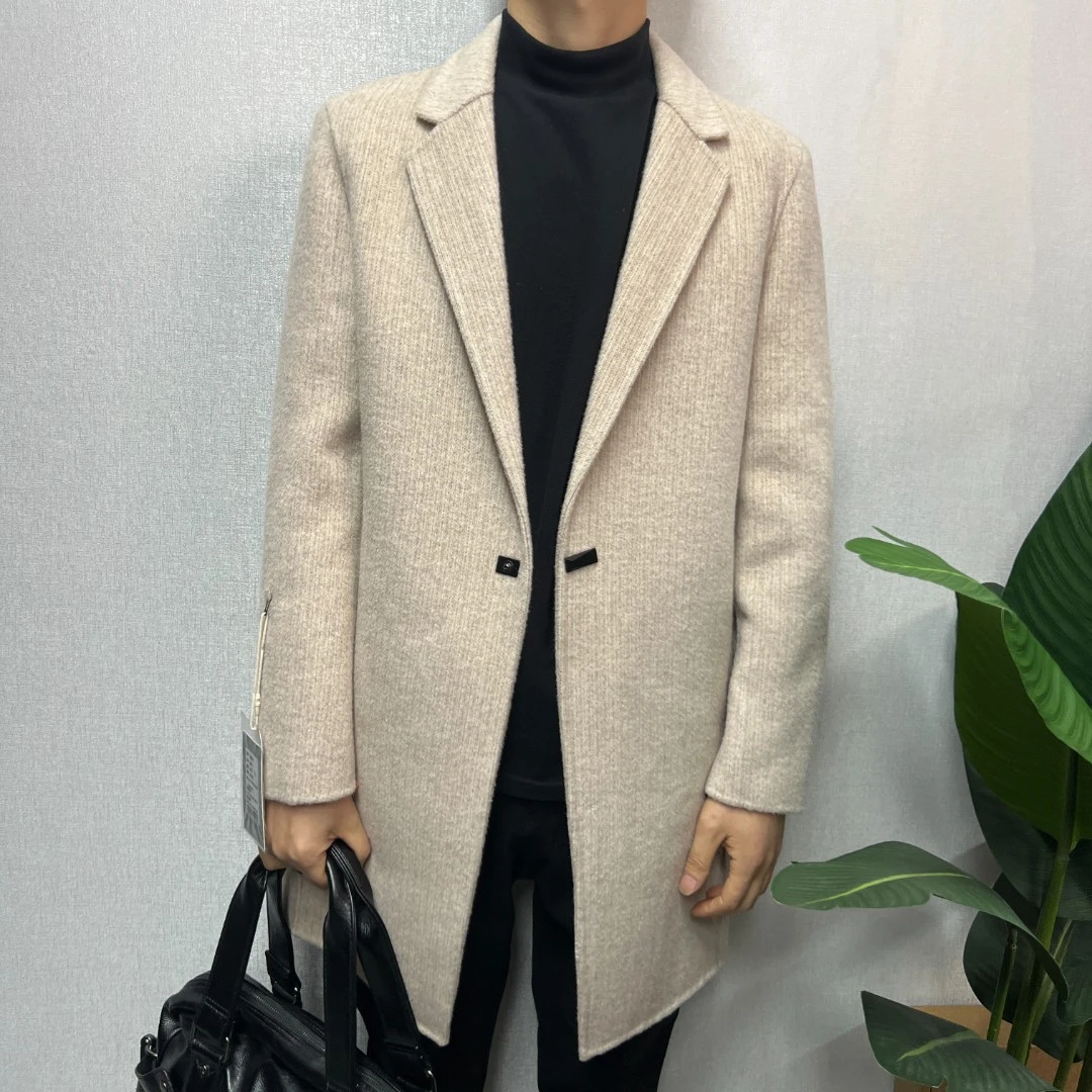 303双面中长西服中长款冬季男士长款休闲时尚秋冬商务男款